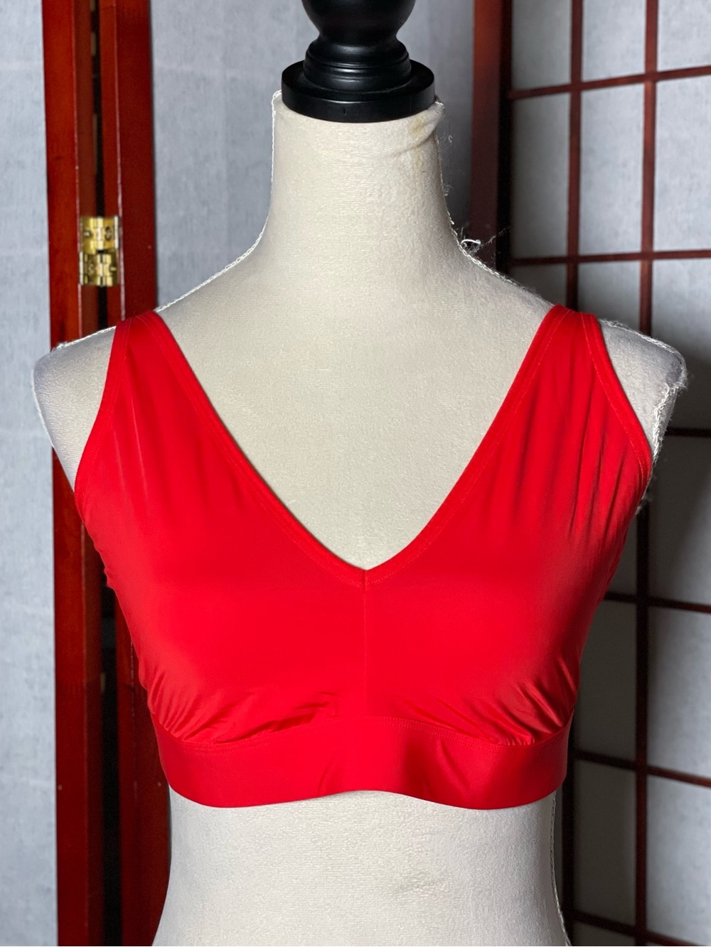 Parade Red V-Neck Women's Bralette w/Clasp Closure & Adjustable Straps (Size: XL
